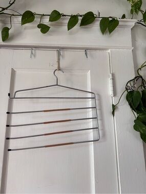 Multi-Tier Metal Pants Hanger with Brown Grip Bars - Home Storage & Organization